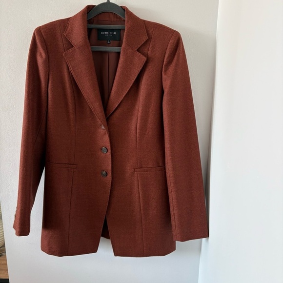 Lafayette 148 New York Wool & Silk Blend Jacqueline Blazer In Rust Brown US 6 - Picture 2 of 13